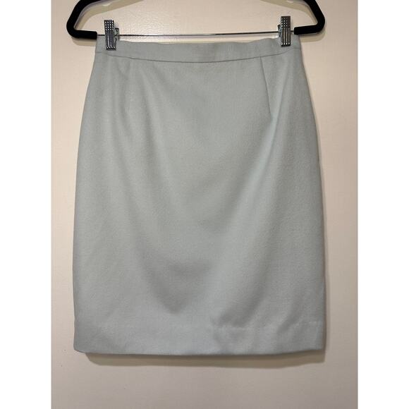 Escada Light Blue Vintage Pencil Skirt Rabbit and Wool Blend  Size 38 EUC - Picture 1 of 10